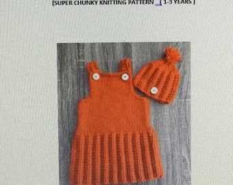 Beginners - Chunky Baby Dress & Hat Knitting Pattern to fit 1 - 3 years