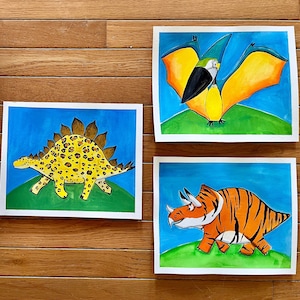 Dinosaur Original Paintings: 8x10 Animal Print