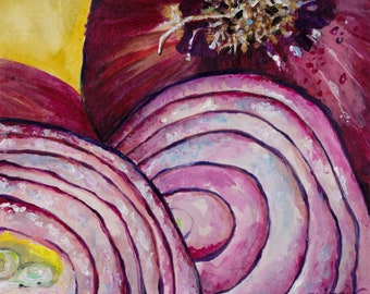 Red onion PRINT of watercolor | 8x10