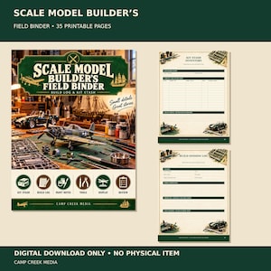 Scale Model Builder Printable Binder, 35 Pages, Kit Stash Inventory, Build Log and Paint Tracker, PDF and JPG