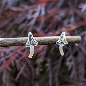 Inkcap Mushrooms - Silver Stud Earrings