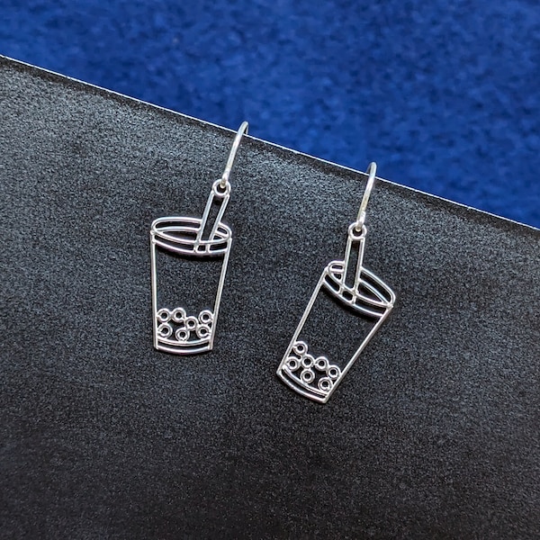 Boba Tea - Silver Wire Earrings