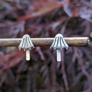 Melting Inkcap Mushrooms - Silver Stud Earrings