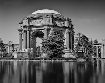 Palace of Fine Arts Print, Black and White San Francisco Panorama, Rotunda Wall Art, Hand-Signed Fine Art Print