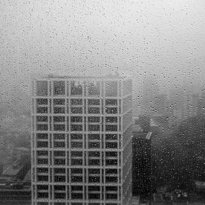 Rainy Window Print, Black and White City Skyline Photography, Moody Wall Art, Hand-Signed Fine Art Print