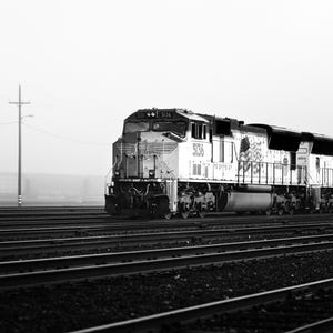 Locomotive Print, Black and White Railroad Photography, Freight Train Wall Art, Hand-Signed Fine Art Print