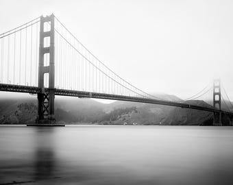 Golden Gate Bridge Print, Black and White Long Exposure Photography, San Francisco Wall Art, Hand-Signed Limited Edition of 15