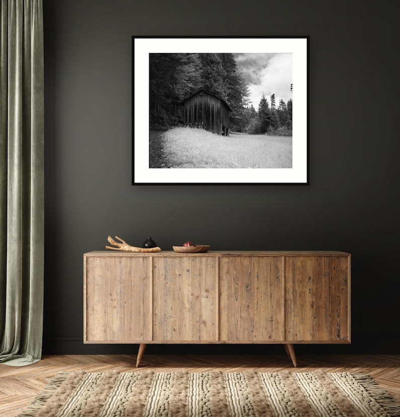 Swiss Alps Cabin Print, Mount Pilatus Black and White Photography, Alpine Mountain Wall Art, Hand-Signed Limited Edition of 15 afbeelding 6