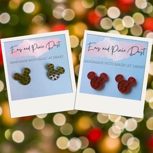 Red and Green Mickey Mouse inspired earrings