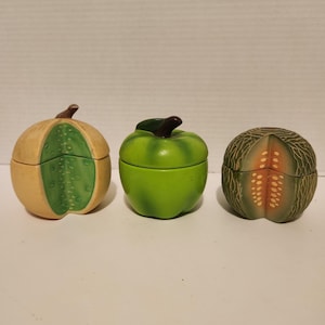 Three Ceramic Fruit Candles