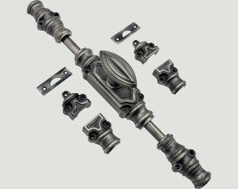 Antique Pewter Barcheski Door Iron Cremone Bolt | Durable Construction,  Hardware for Doors Upto 9 feet | Includes Easy Mounting Hardware