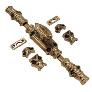 Aged Unlacquered Brass Barcheski Window brass plain stepped knob Cremone Bolt Hardware Upto 6 feet | Renovator brass Window Cremone Bolt.