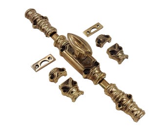 Aged Unlacquered Brass Barcheski Window brass plain stepped knob Cremone Bolt Hardware Upto 6 feet | Renovator brass Window Cremone Bolt.