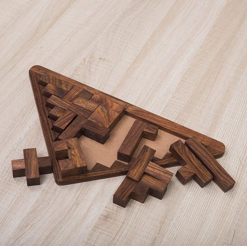 Wood Triangle Tangram Puzzle Game 9 Piece 11.6 x 6.4 x 0.6 Etsy