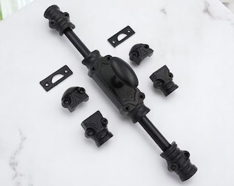 Stepney Window Iron Cremone Bolt | Premium Black Powder Coated Iron for Windows & Cabinets upto 6 feet Customizable Length for Perfect Fit