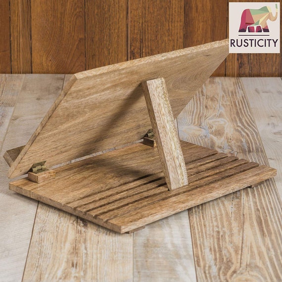 Wood Book Stand Book holder with Adjustable Foldable Tray Etsy