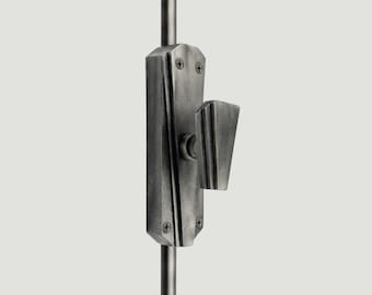 Antique pewter Art Deco Iron Cremone Bolt, Antique pewter Door Hardware