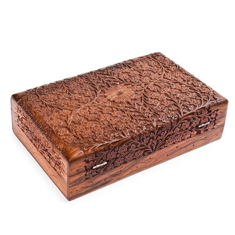 Wood Decorative Memory Box Keepsake box Jewelry Box - Christmas Gifts Handmade Jewelry Storage Box 12x8in