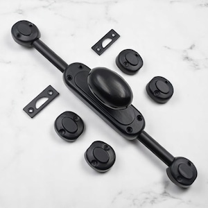 Classic Oval Knob Window Iron Cremone Bolt 6 feet | Matt-Black Powder Coated, Classic Style Cremone Bolt Window Hardware.Modern design.