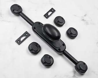 Classic Oval Knob Window Iron Cremone Bolt 6 feet | Matt-Black Powder Coated, Classic Style Cremone Bolt Window Hardware.Modern design.