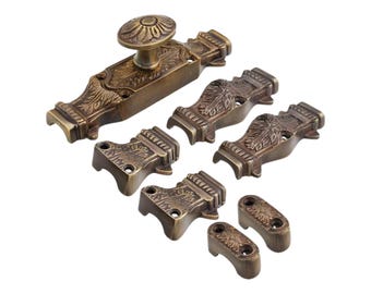 Solid Brass 6 Ft Cremone Bolt – Lacquered Antique Brass French Corinthian Window Cremone Bolt, Vintage Window Cabinet Armoire Hardware