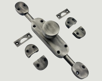 Antique pewter Sun Grove Window Iron Cremone Bolt | Antique pewter Hardware for Windows Up to 6 Feet Tall, Combining Timeless Elegance.