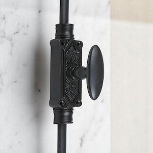Stepney Door Iron Cremone Bolt | Durable Construction, Black Powder Coated Hardware for Doors Upto 9 feet | Includes Easy Mounting Hardware