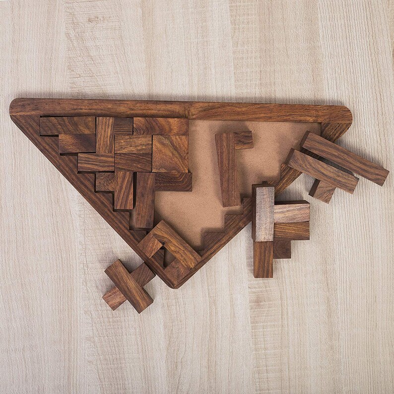 Wood Triangle Tangram Puzzle Game 9 Piece 11.6 x 6.4 x 0.6 Etsy
