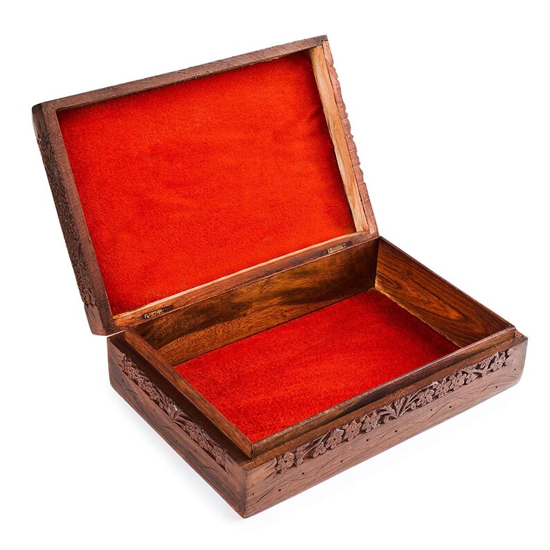 Wood Decorative Memory Box Keepsake box Jewelry Box - Christmas Gifts Handmade Jewelry Storage Box 12x8in