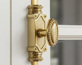 Unlacquered Brass Window brass Beaded knob Cremone Bolt Hardware Upto 6 feet | Unlacquered brass Window Cremone Bolt Latch