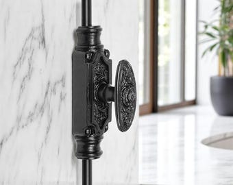 Dalston Door Iron Cremone Bolt – Black Powder Coated Hardware for Doors Up to 9 Feet Tall, Combining Modern Design with Durability