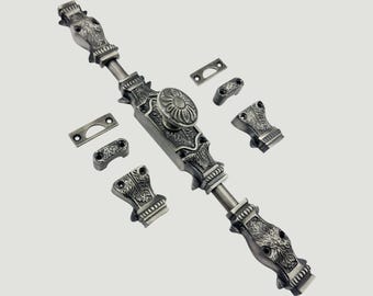 Antique Pewter cast iron 6 Ft Cremone Bolt –Antique Pewter French Corinthian Window Cremone Bolt, Vintage Window Cabinet Armoire Hardware