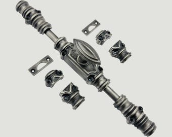 Antique Pewter Barcheski Window iron plain stepped knob Cremone Bolt Hardware Upto 6 feet | Antique Pewter Window Cremone Bolt.