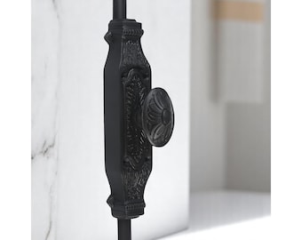 Corinthian FloralDoor | Soild Iron Cremone Bolt | Black Powder Coated | Modern & Classic Design | Durable Upto 9 feet | Door Cremone Bolt|