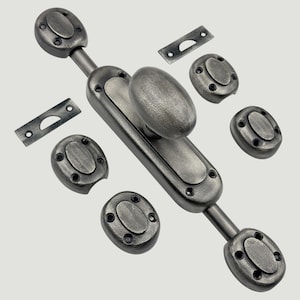 Antike Zinn Classic Oval Knauf Tür Eisen Cremone Bolt 9 Fuß | Antikes Zinn, klassischer Cremone Bolt | Eleganz & Modernes Design
