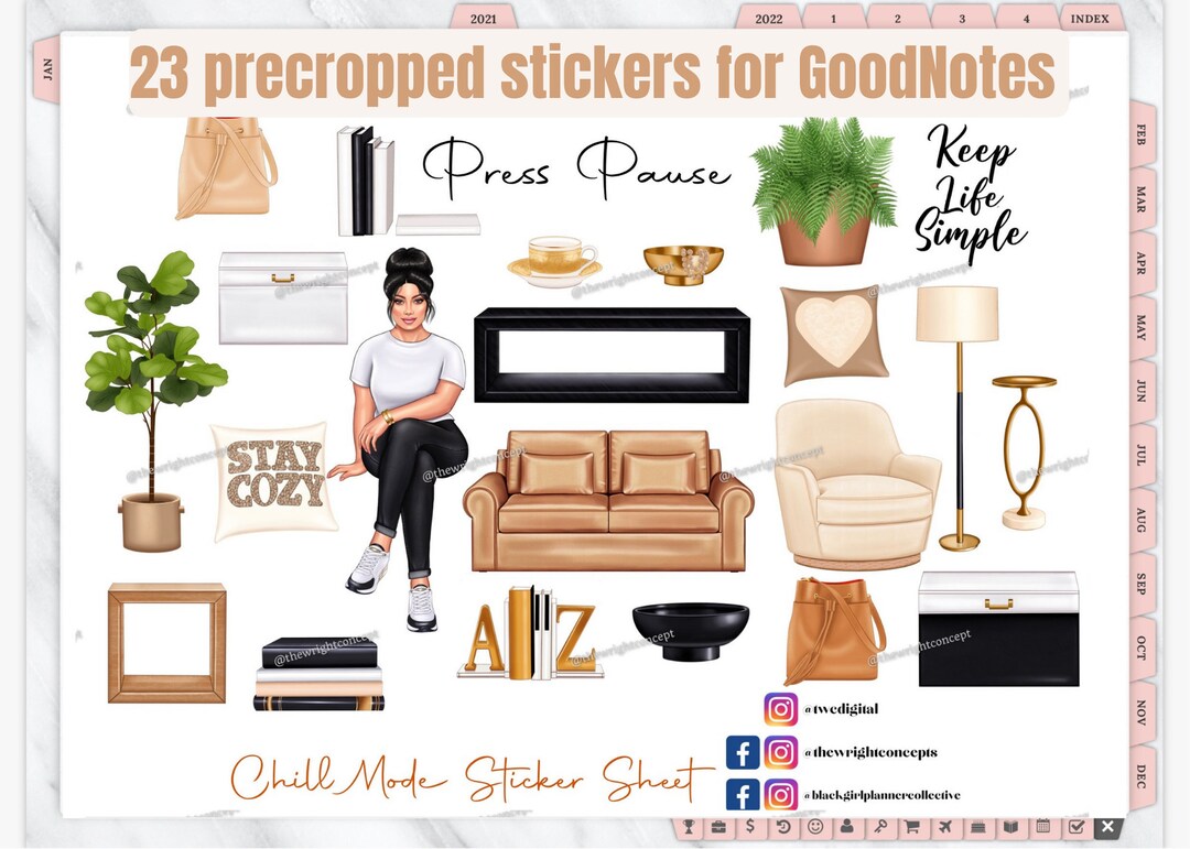 Cozy Goodnotes Life Stickers Goodnotes Black Hair Girl - Etsy