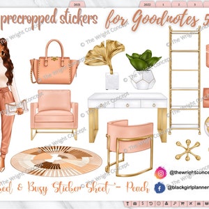 Black Girl Goodnotes Stickers | Booked & Busy Sticker Set PEACH (Wavy Pony),  Precropped Goodnotes Stickers, Digital Planner Stickers,