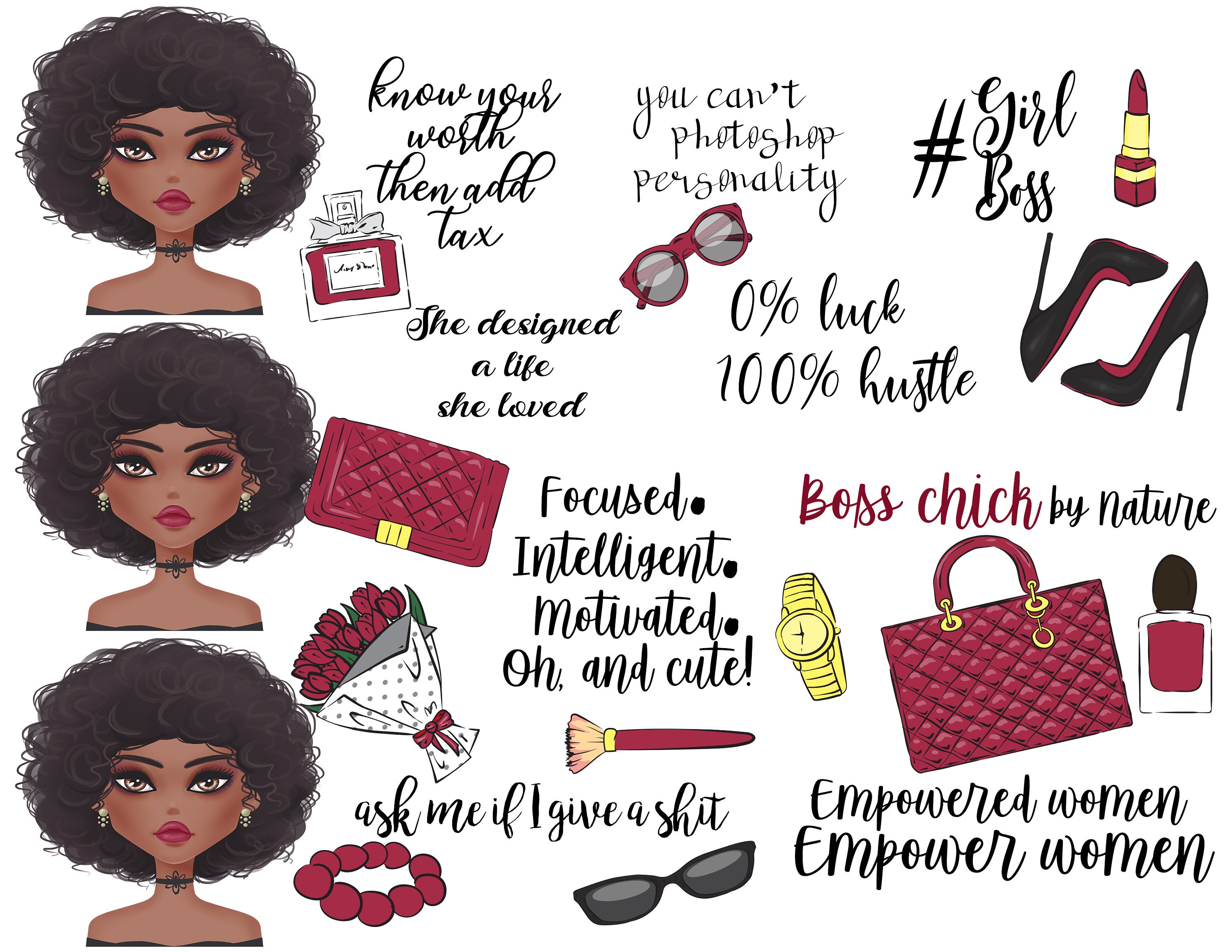 Afro Girl Planner Stickers darkblack Girl Planner Stickers | Etsy
