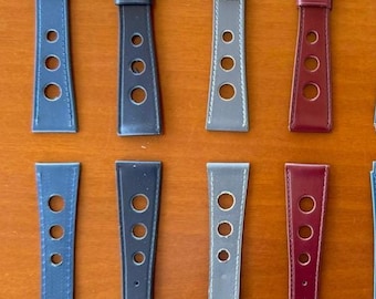 Vintage Rallye Genuine Leather Watch Strap Band  20mm 3 rallye holes