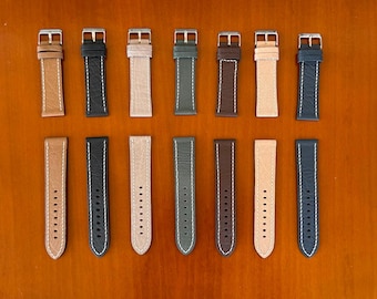 Genuine Leather Watch Strap Band 18mm,20mm,22mm, handmade handstitched.