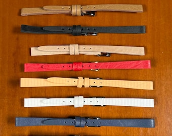 Echt leren handgemaakte horlogeband band 6 mm, 8 mm, 12 mm, 14 mm