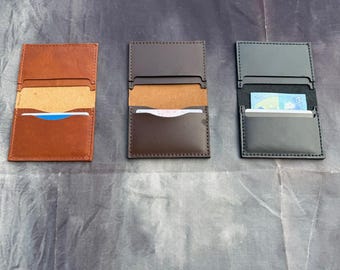Handmade Genuine Leather Bifold Card Wallet handsewn card walletSlimi leather minimalist card money  holder