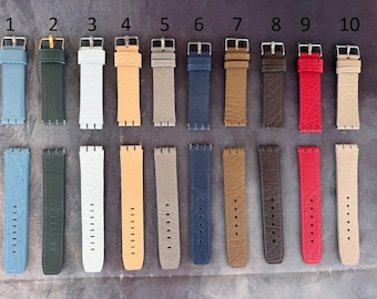 Swatch Handmade Genuine Leather Watch Strap Band for Swatch 19mm  Easy fitting Soft Leather Genuine Strap