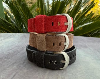 Handmade Genuine Leather One piece watch strap band single pass watch strap 18mm