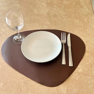 Sets de table ovales en cuir véritable, faits main, pour repas, déjeuner, dîner.