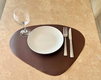 Handmade genuine  Oval  leather placement , Oval leather placemats for dining place mats table mats , lunch mats table protector
