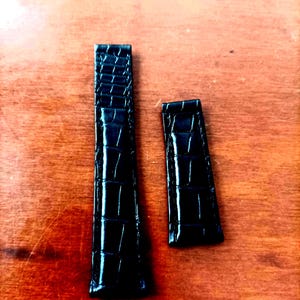 Handmade Black Leather Watch Strap: Short Band, 18mm Tapers to 14mm