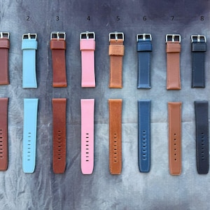 Handgemaakte lederen horlogebandband 22 mm, plantaardig gelooid leer