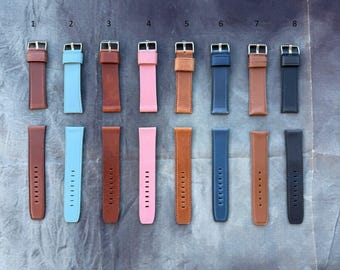 Handmade Genuine Leather Watch Strap Band 22mm, vegetable tanned leather Easy fitting earth tone colours full grain leather watch band