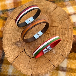 Adjustable Leather bracelet, Genuine leather wristband, Leather bracelet with magnetic stainless steel clasp, Men&#39;s bracelet, Men&#39;s gift